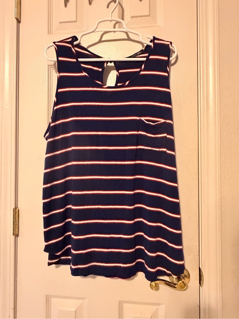 Papermoon Navy Tank Top with White and Pink Stripes